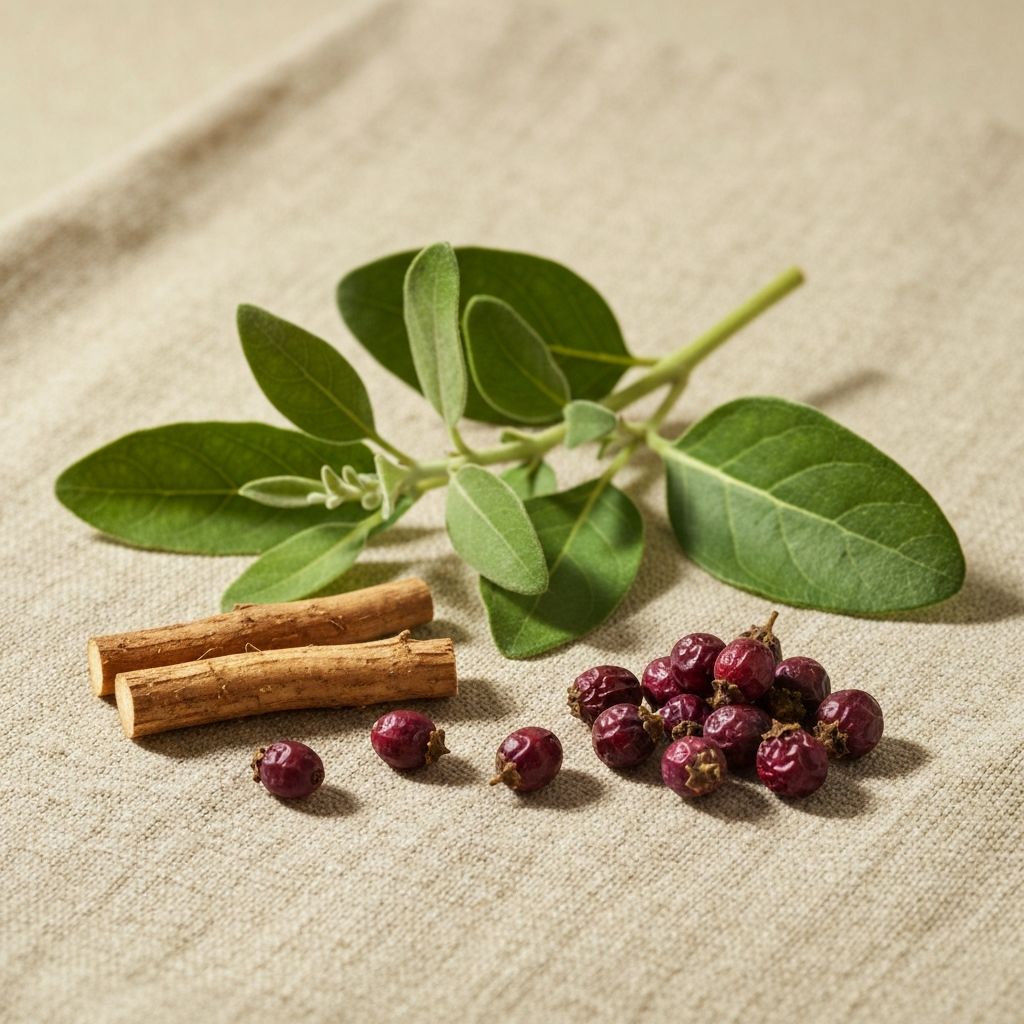 Świeża i suszona ashwagandha z owocami